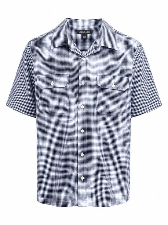 Michael Kors Other - Michael Kors Mens Gingham Short Sleeve Button-Up Shirt XXL Navy/White Cotton